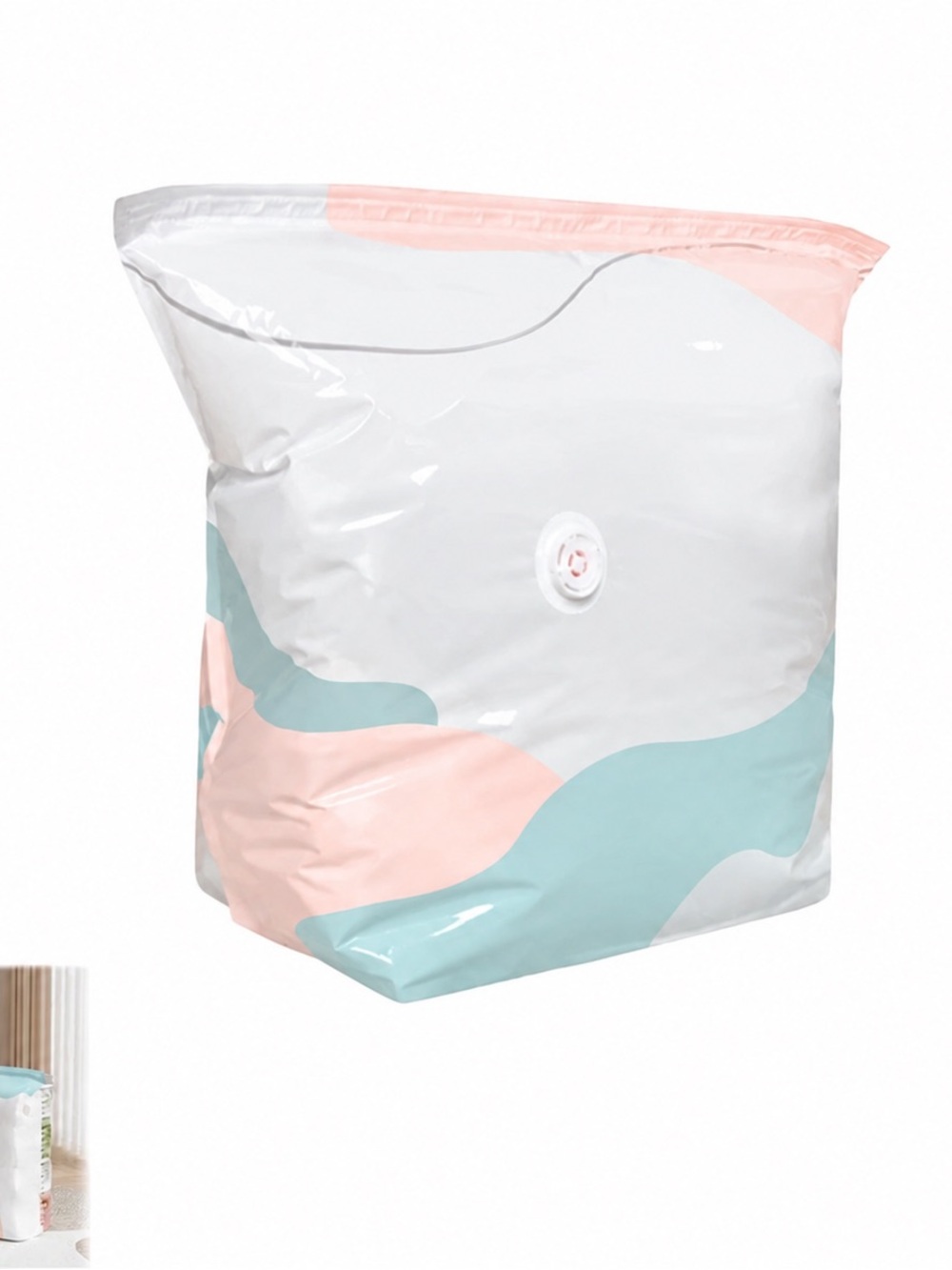 Vacuum Storage Bag for Clothes/Bedding 80x100cm Zipper White Pink Blue One PC